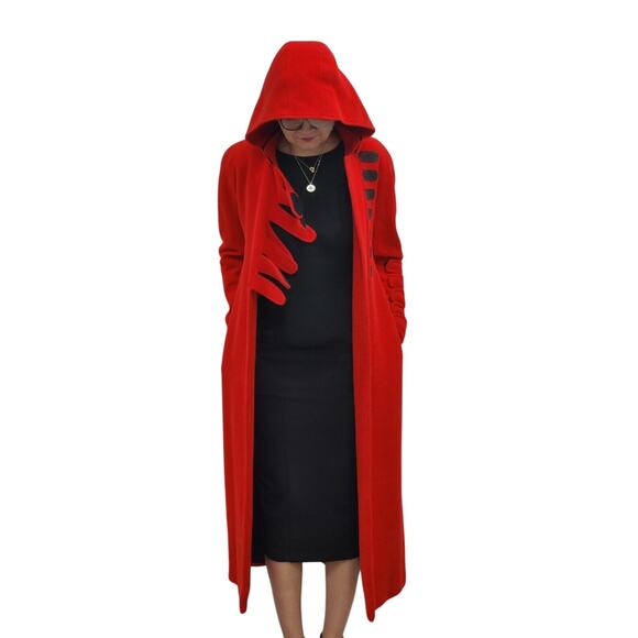 Rare 90s Vintage RED Stephen Sprouse wool Coat Sz 6 Fits A Sz 4 - Picture 3 of 13